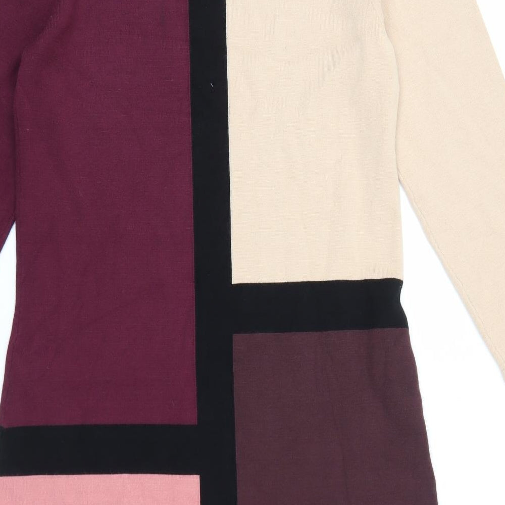 Roman Womens Multicoloured Colourblock Viscose Sheath Size 12 Round Neck Pullover