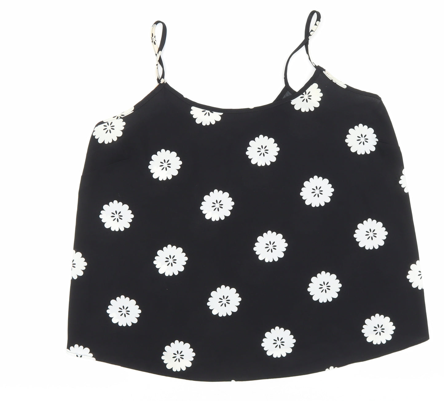 Papaya Womens Black Floral Polyester Camisole Tank Size 14 Scoop Neck