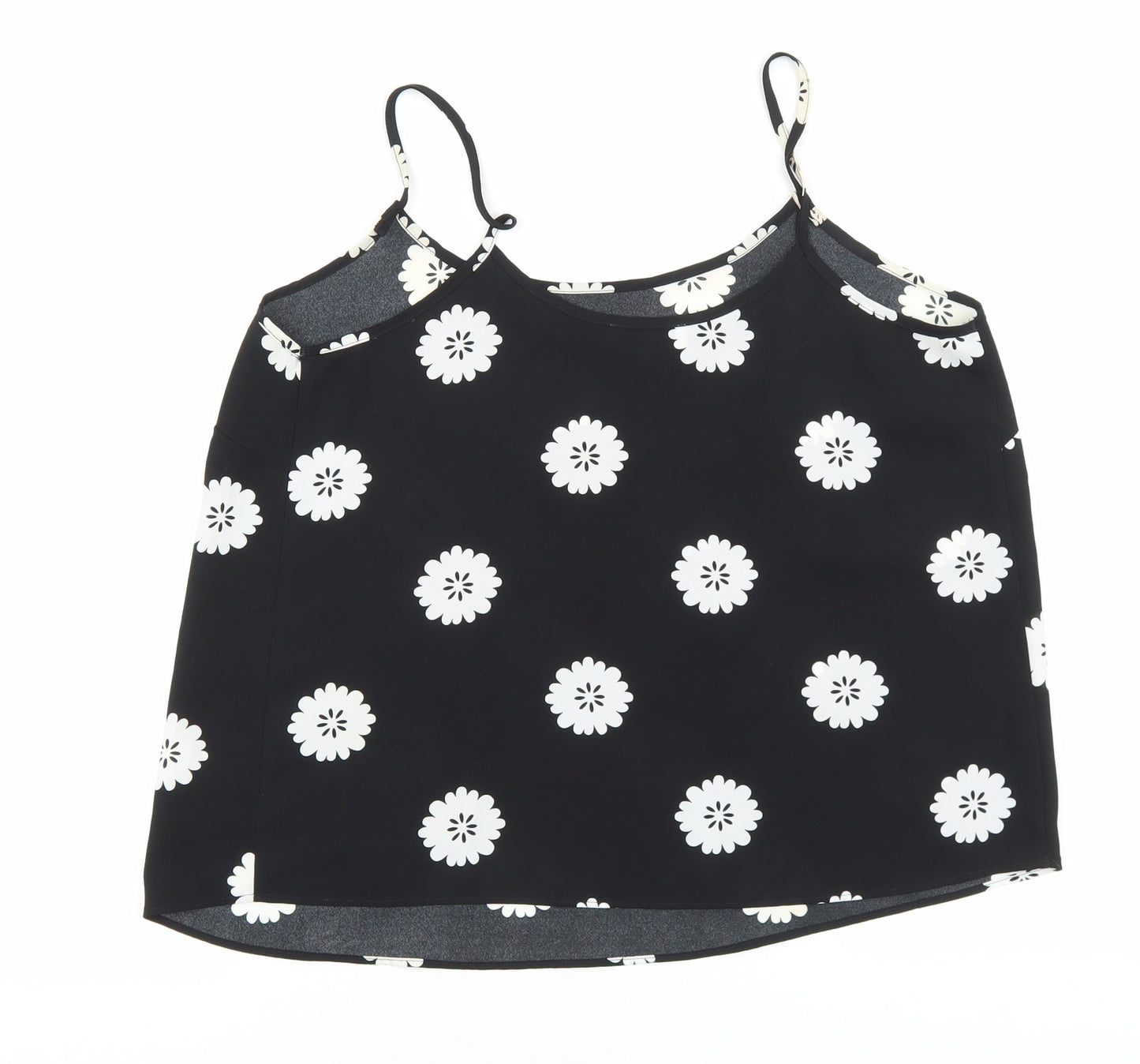 Papaya Womens Black Floral Polyester Camisole Tank Size 14 Scoop Neck