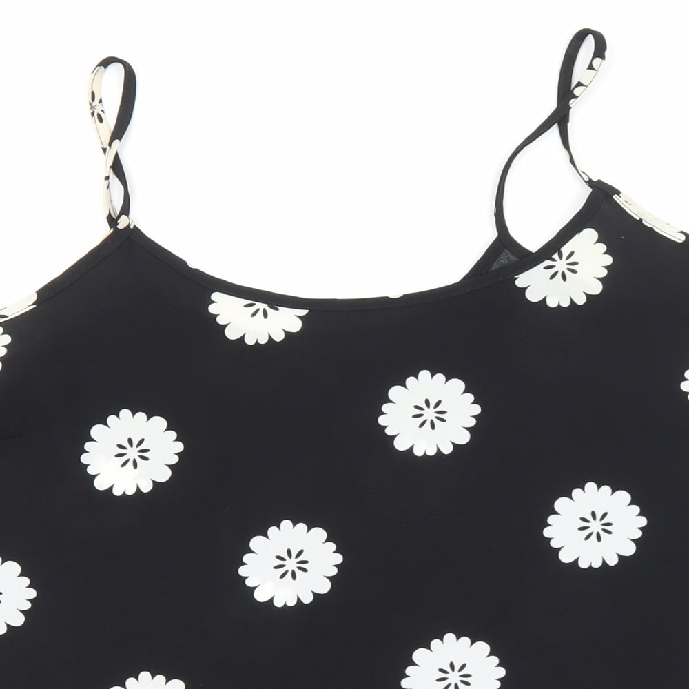 Papaya Womens Black Floral Polyester Camisole Tank Size 14 Scoop Neck