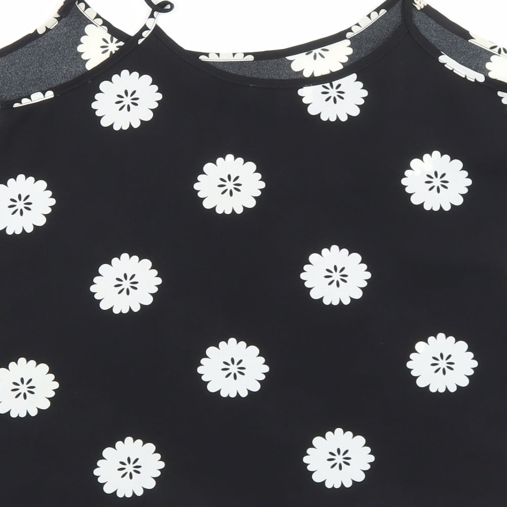 Papaya Womens Black Floral Polyester Camisole Tank Size 14 Scoop Neck