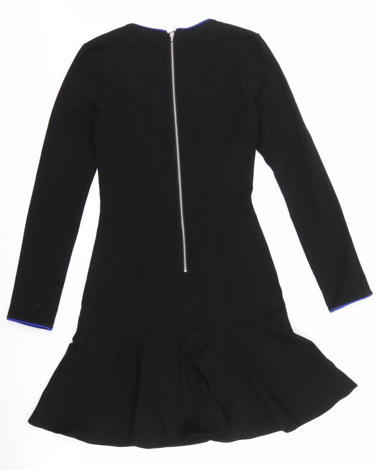 H&M Womens Black Polyester A-Line Size 6 Round Neck Zip