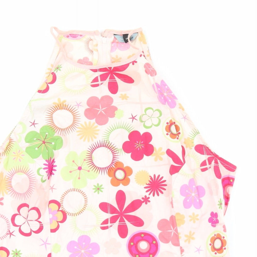 Debenhams Womens Multicoloured Floral Cotton Basic Tank Size 14 Round Neck