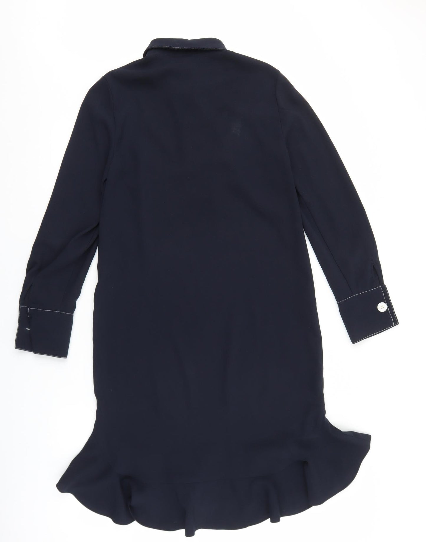 Marks and Spencer Womens Blue Polyester Shirt Dress Size 8 Collared Button