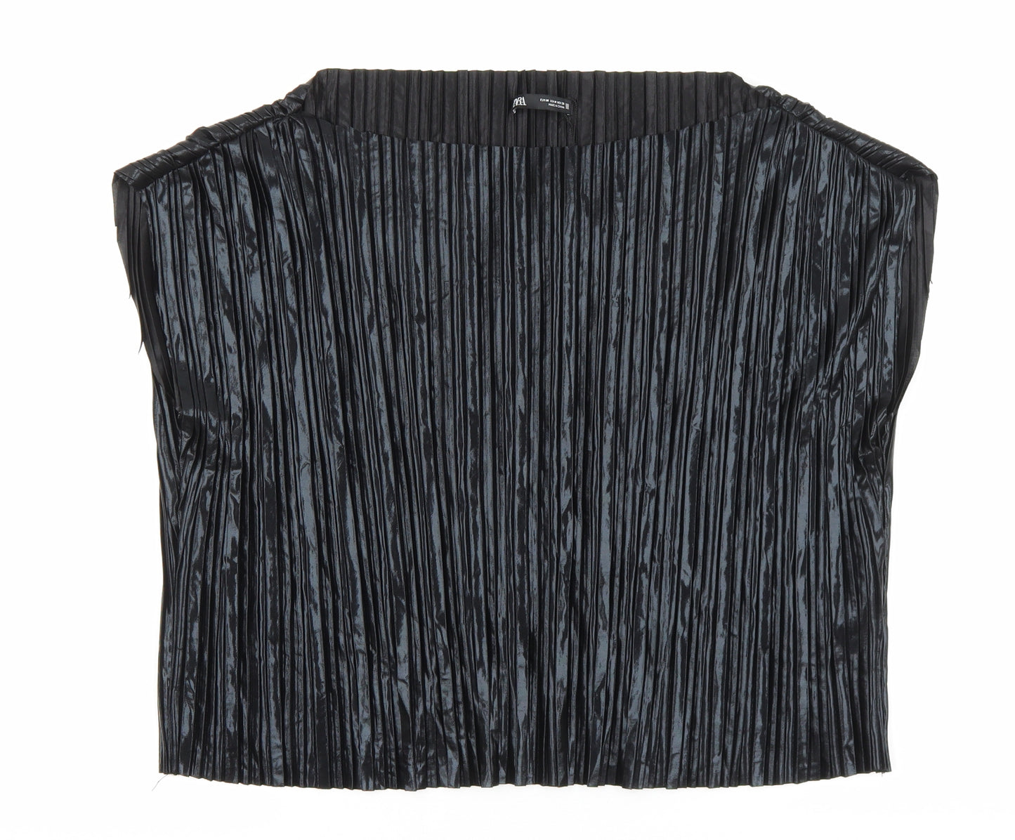 Zara Womens Black Polyester Basic Blouse Size M Boat Neck