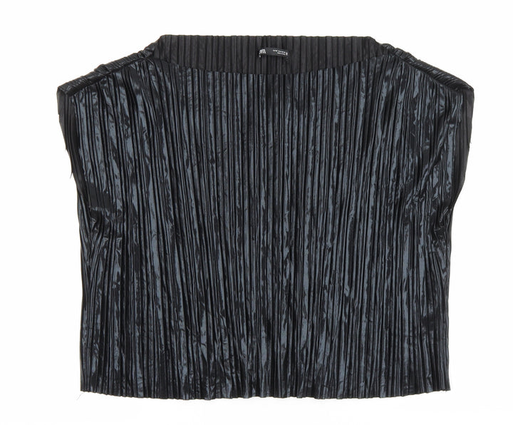 Zara Womens Black Polyester Basic Blouse Size M Boat Neck