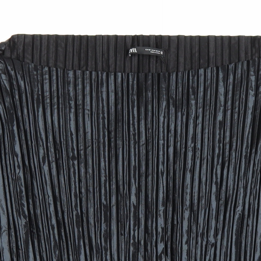 Zara Womens Black Polyester Basic Blouse Size M Boat Neck