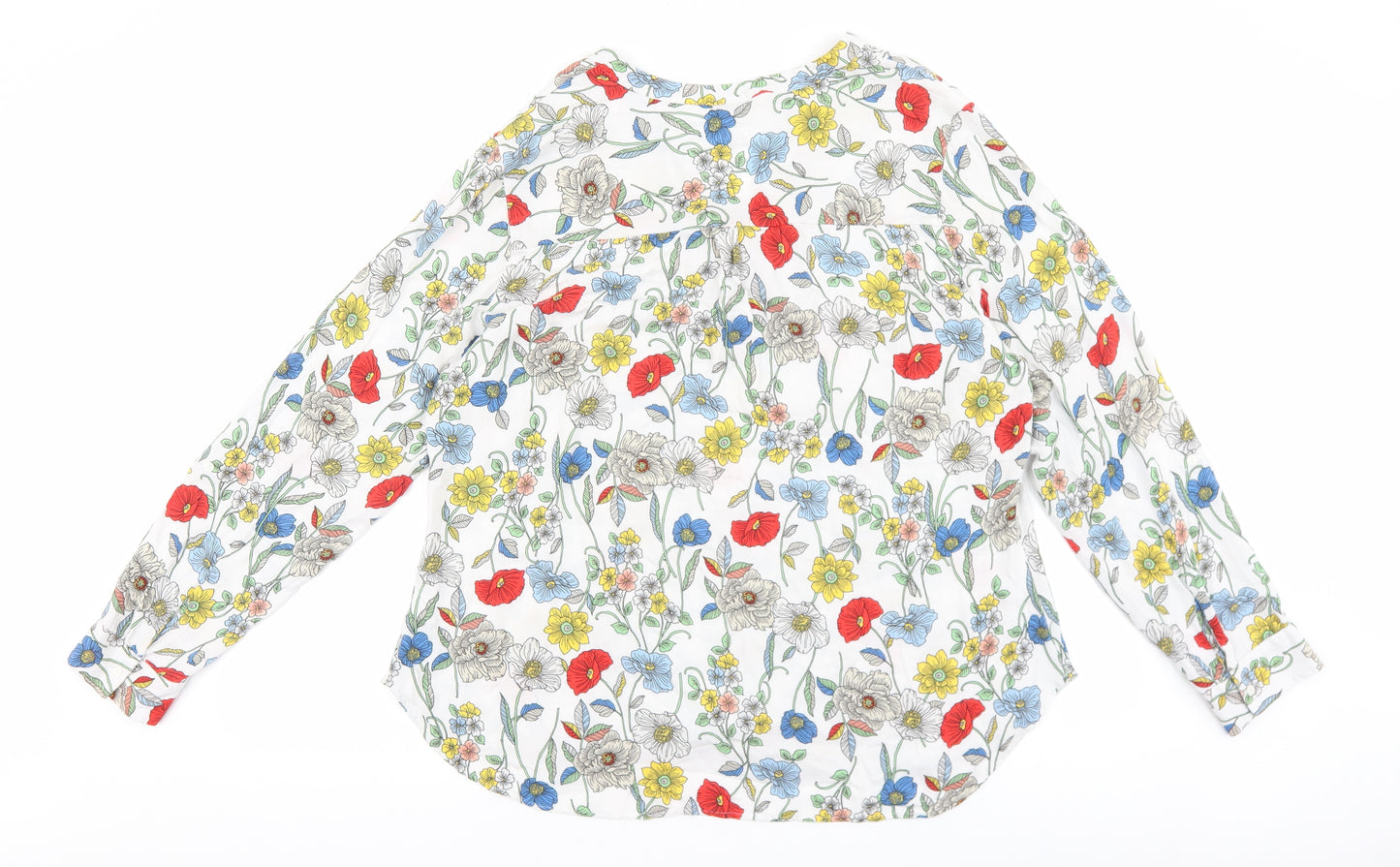 F&F Womens White Floral Viscose Basic Blouse Size 20 V-Neck