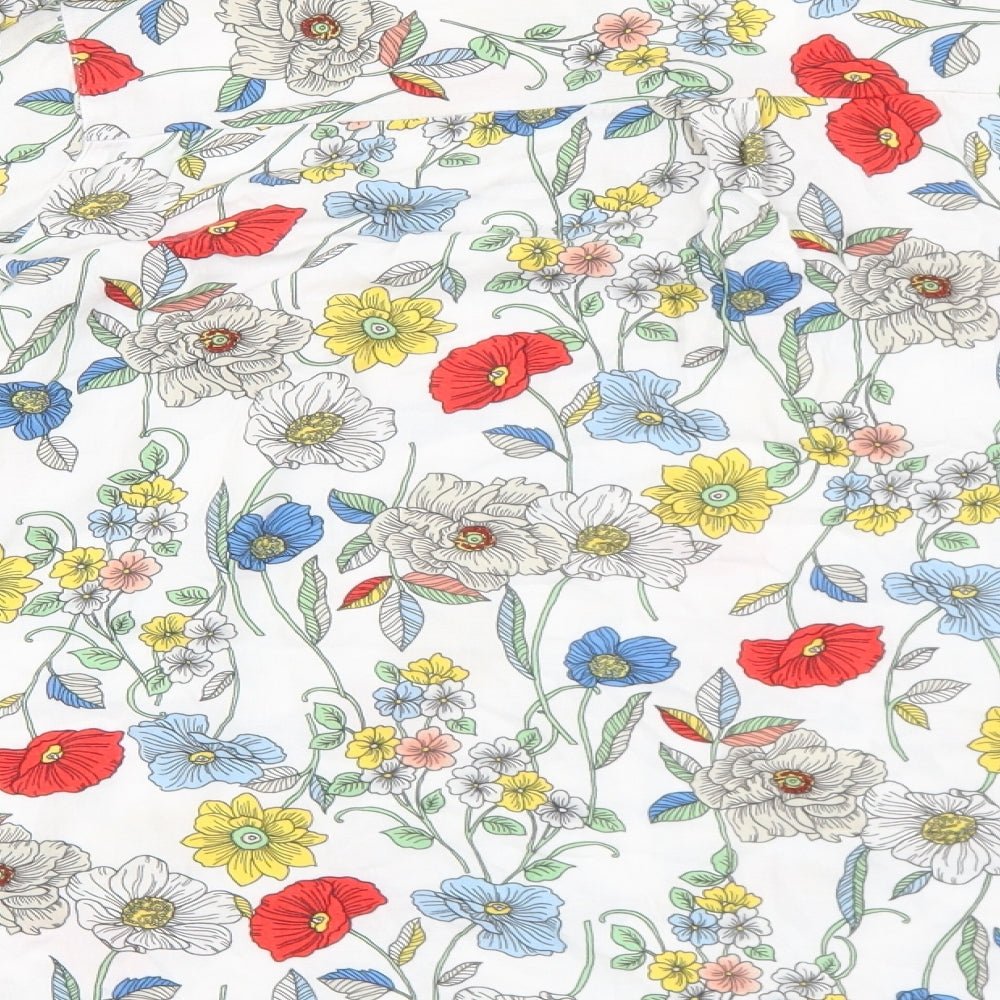 F&F Womens White Floral Viscose Basic Blouse Size 20 V-Neck