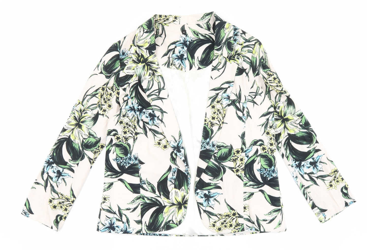 Preworn Womens Multicoloured Floral Polyester Jacket Blazer Size 12