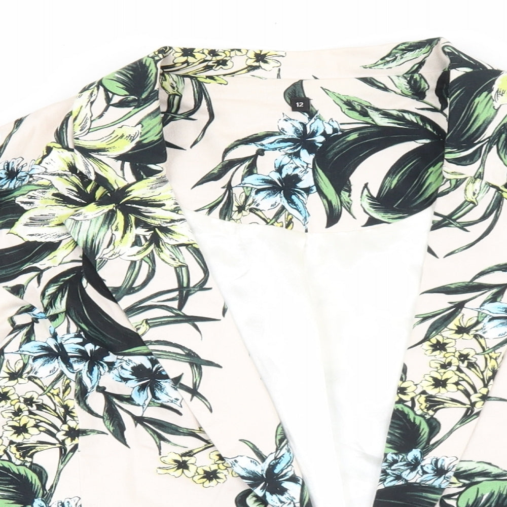 Preworn Womens Multicoloured Floral Polyester Jacket Blazer Size 12
