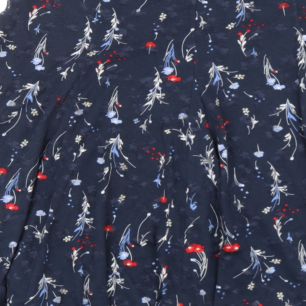 Marks and Spencer Womens Blue Floral Polyester A-Line Skirt Size 16