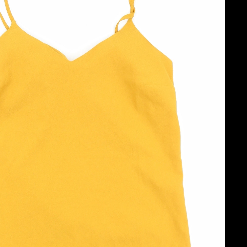 Missguided Womens Yellow Polyester Slip Dress Size 12 V-Neck Pullover