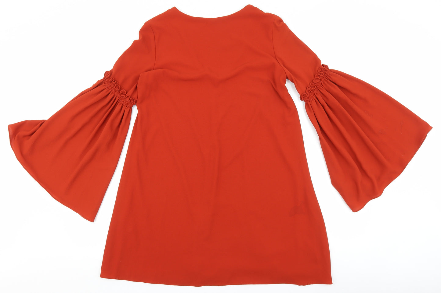 Zara Womens Orange Polyester Shift Size XS V-Neck Pullover