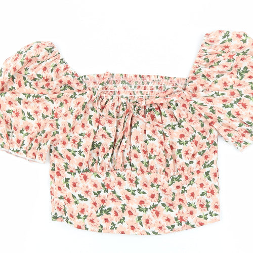 SheIn Womens Pink Polyester Cropped Blouse Size XS Boat Neck