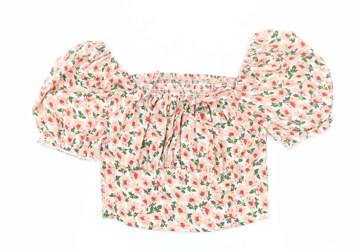 SheIn Womens Pink Polyester Cropped Blouse Size XS Boat Neck