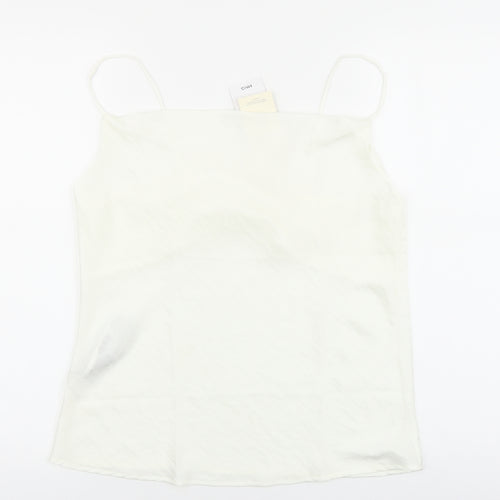 Mango Womens Ivory Polyester Basic Tank Size S Square Neck
