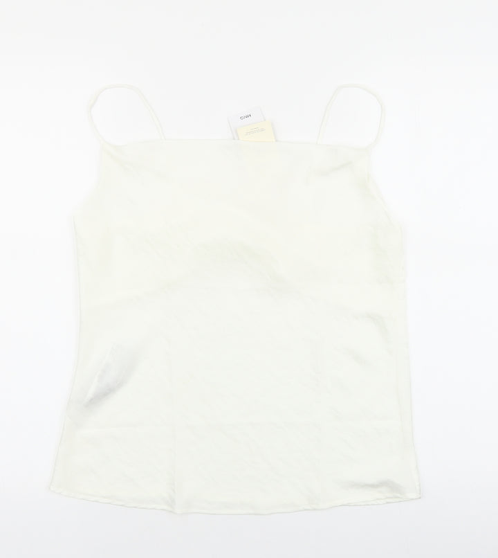 Mango Womens Ivory Polyester Basic Tank Size S Square Neck