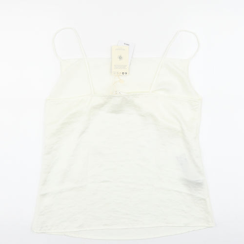 Mango Womens Ivory Polyester Basic Tank Size S Square Neck