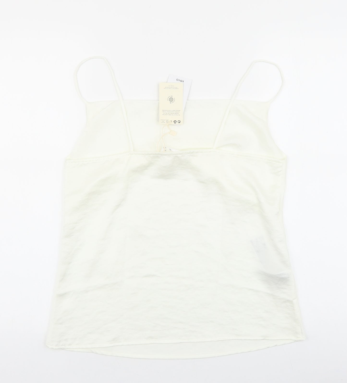 Mango Womens Ivory Polyester Basic Tank Size S Square Neck