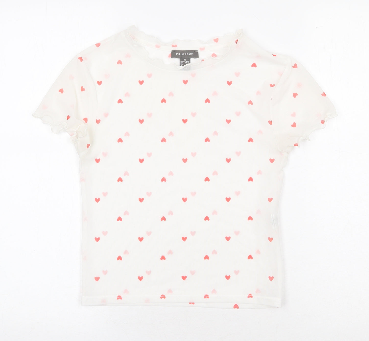 Primark Womens White Herringbone Polyester Basic Blouse Size XS Mock Neck