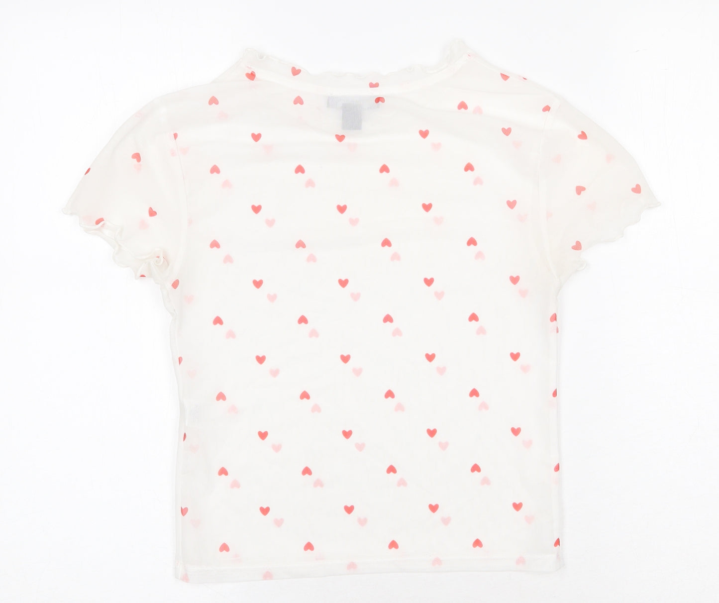 Primark Womens White Herringbone Polyester Basic Blouse Size XS Mock Neck