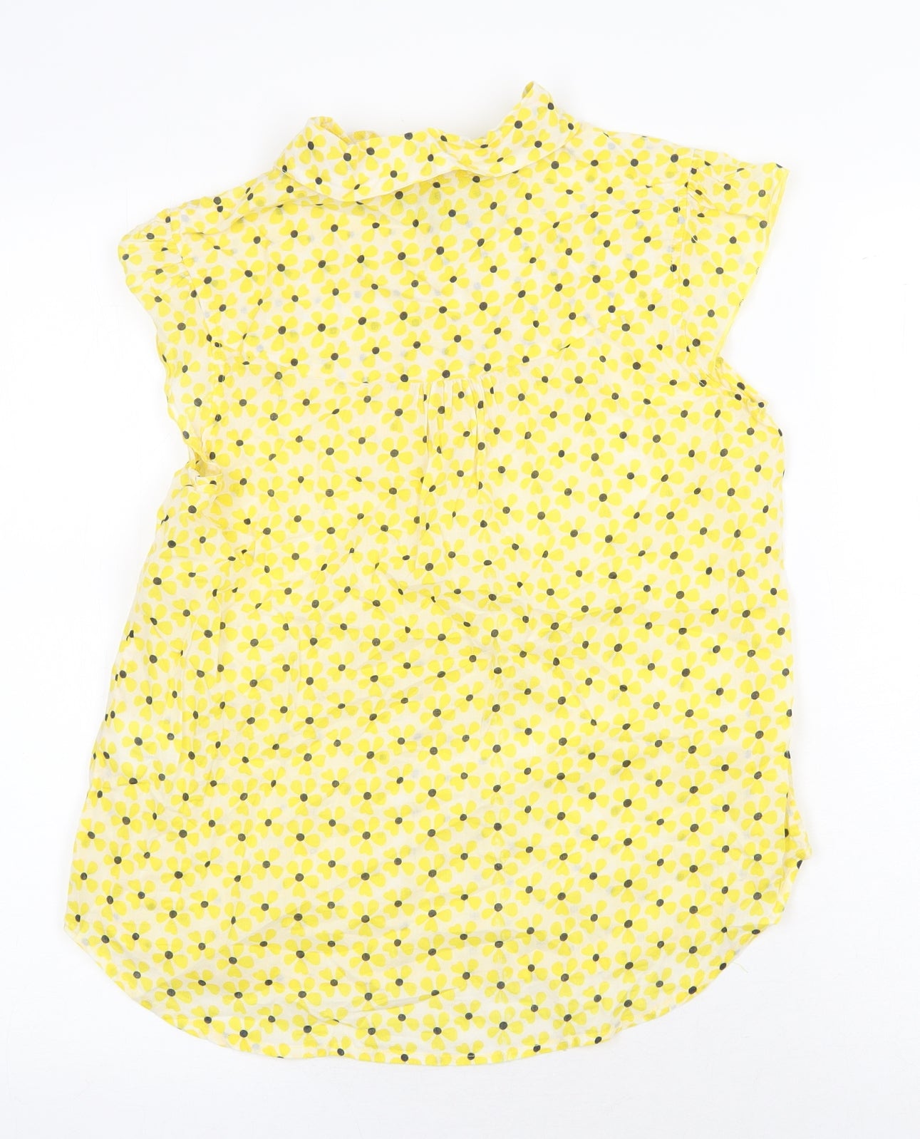 Dickins & Jones Womens Yellow Floral 100% Cotton Basic Blouse Size 8 Collared