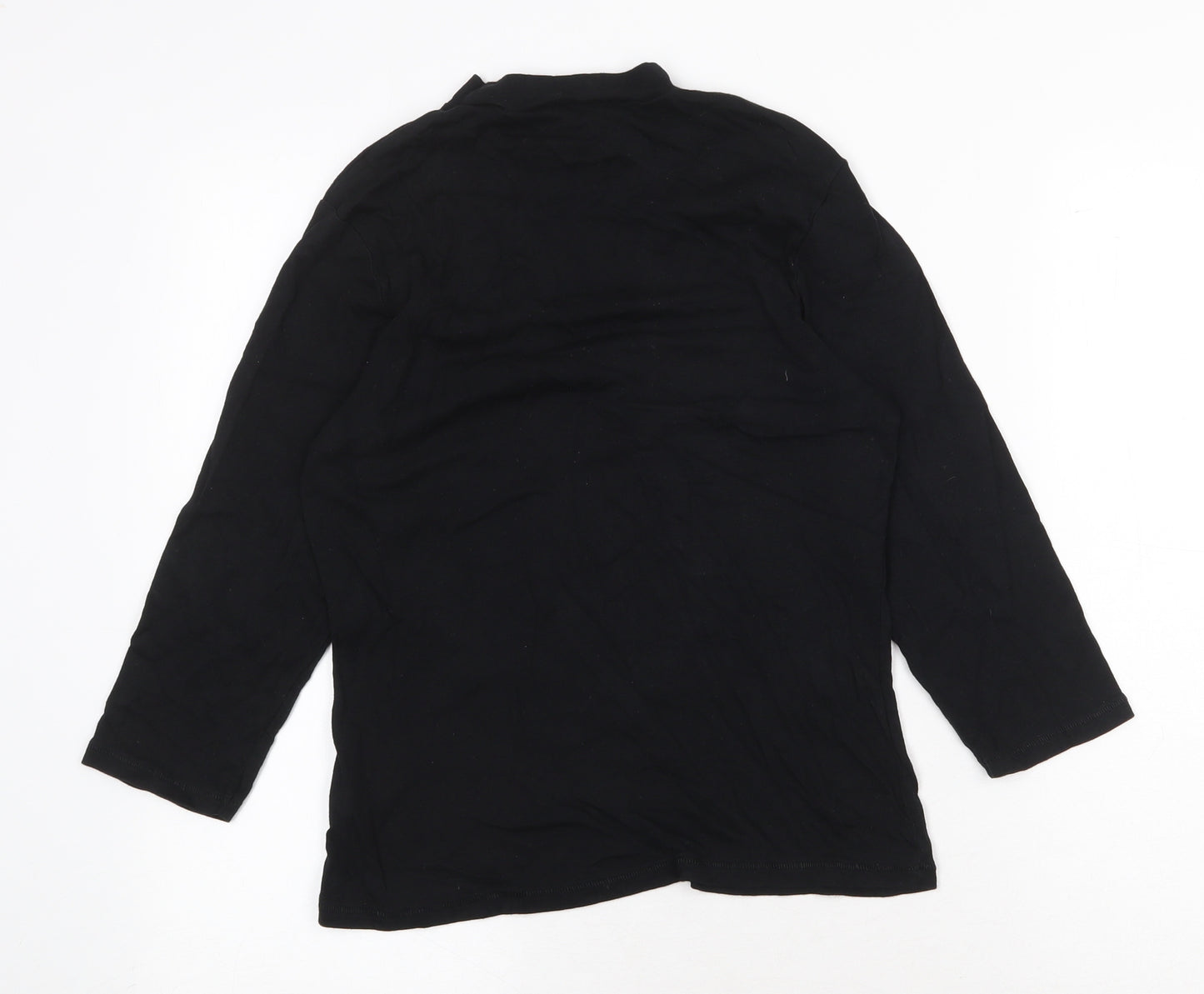 TU Womens Black Cotton Basic T-Shirt Size 12 High Neck