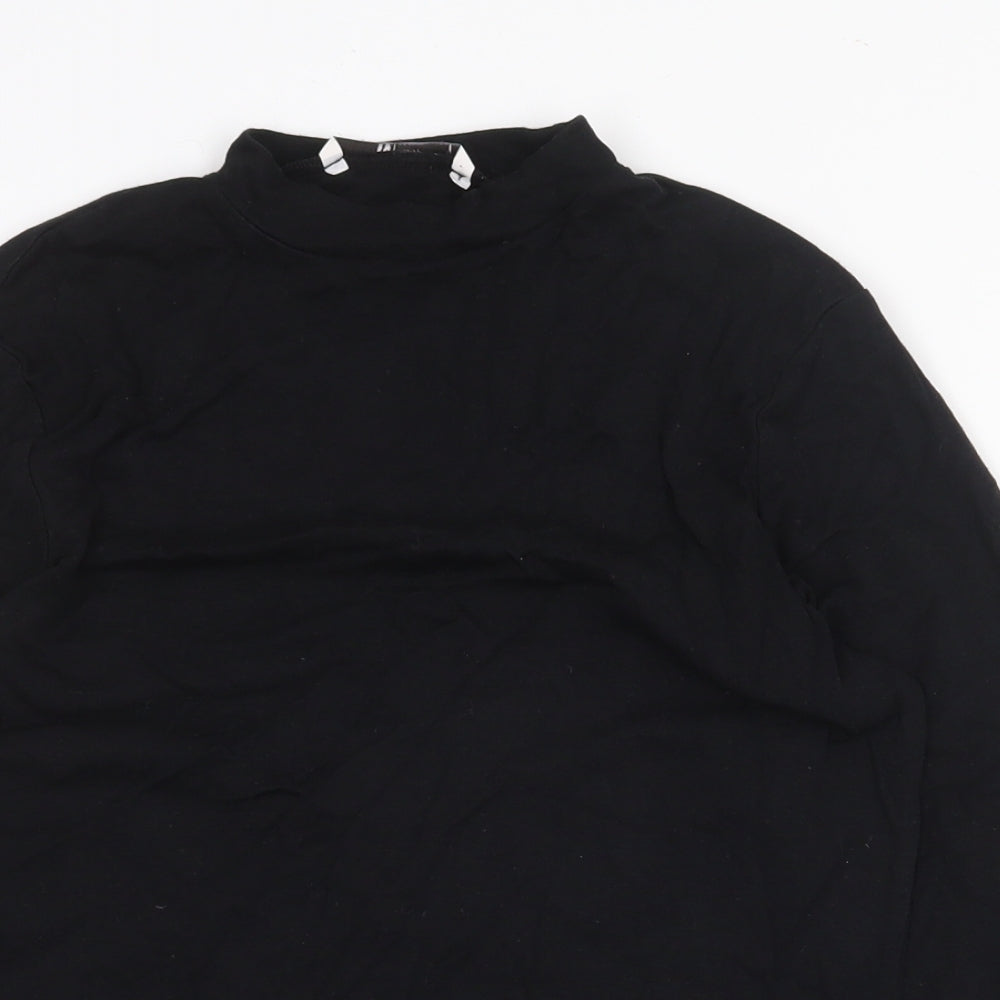 TU Womens Black Cotton Basic T-Shirt Size 12 High Neck