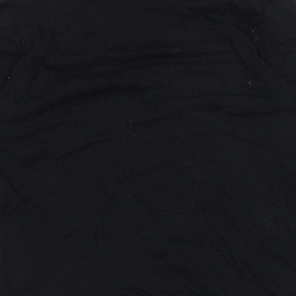 TU Womens Black Cotton Basic T-Shirt Size 12 High Neck