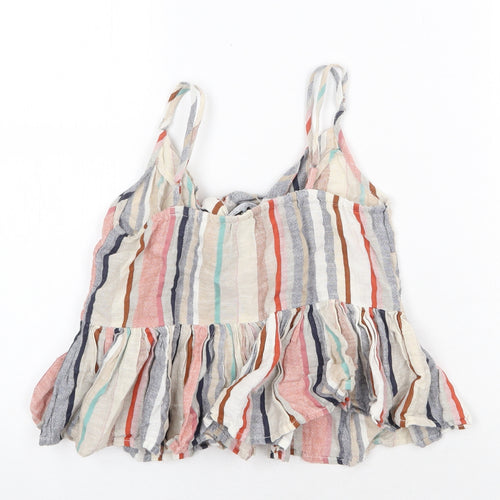 New Look Womens Multicoloured Striped Cotton Camisole Blouse Size 6 V-Neck