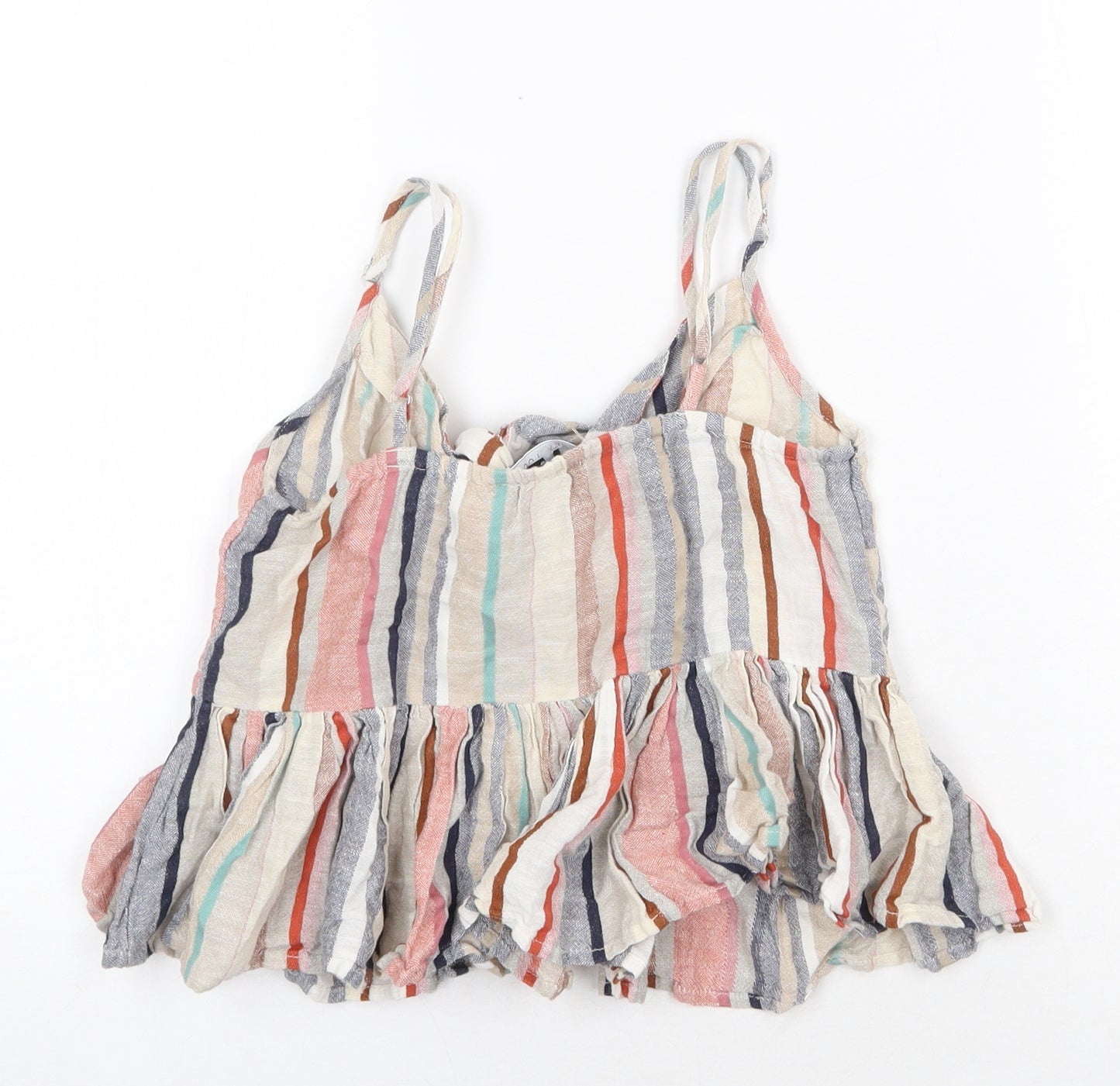 New Look Womens Multicoloured Striped Cotton Camisole Blouse Size 6 V-Neck