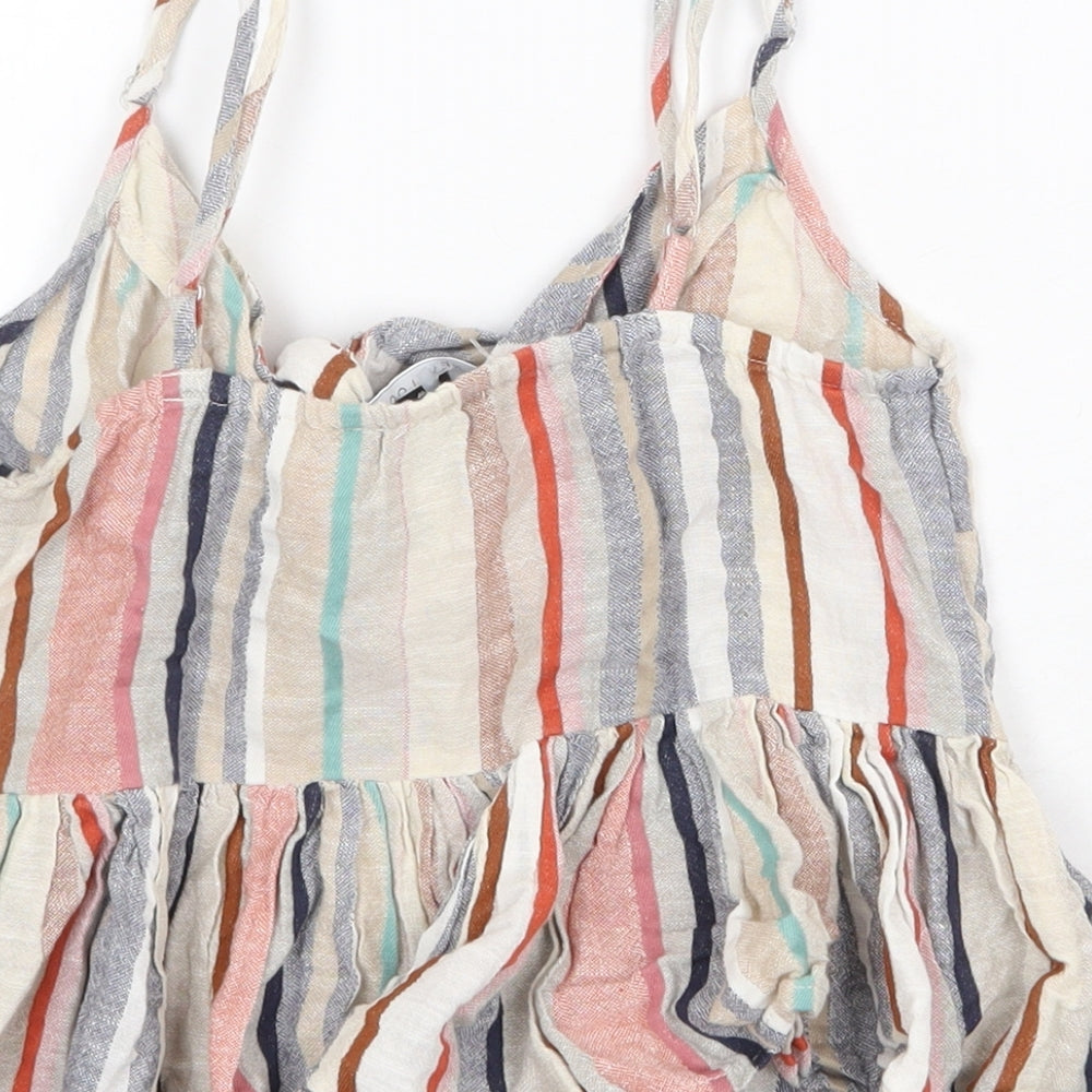 New Look Womens Multicoloured Striped Cotton Camisole Blouse Size 6 V-Neck