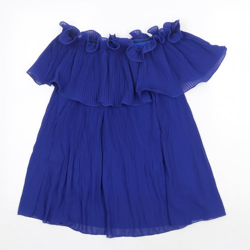 Preworn Womens Blue Polyester Basic Blouse One Size Off the Shoulder