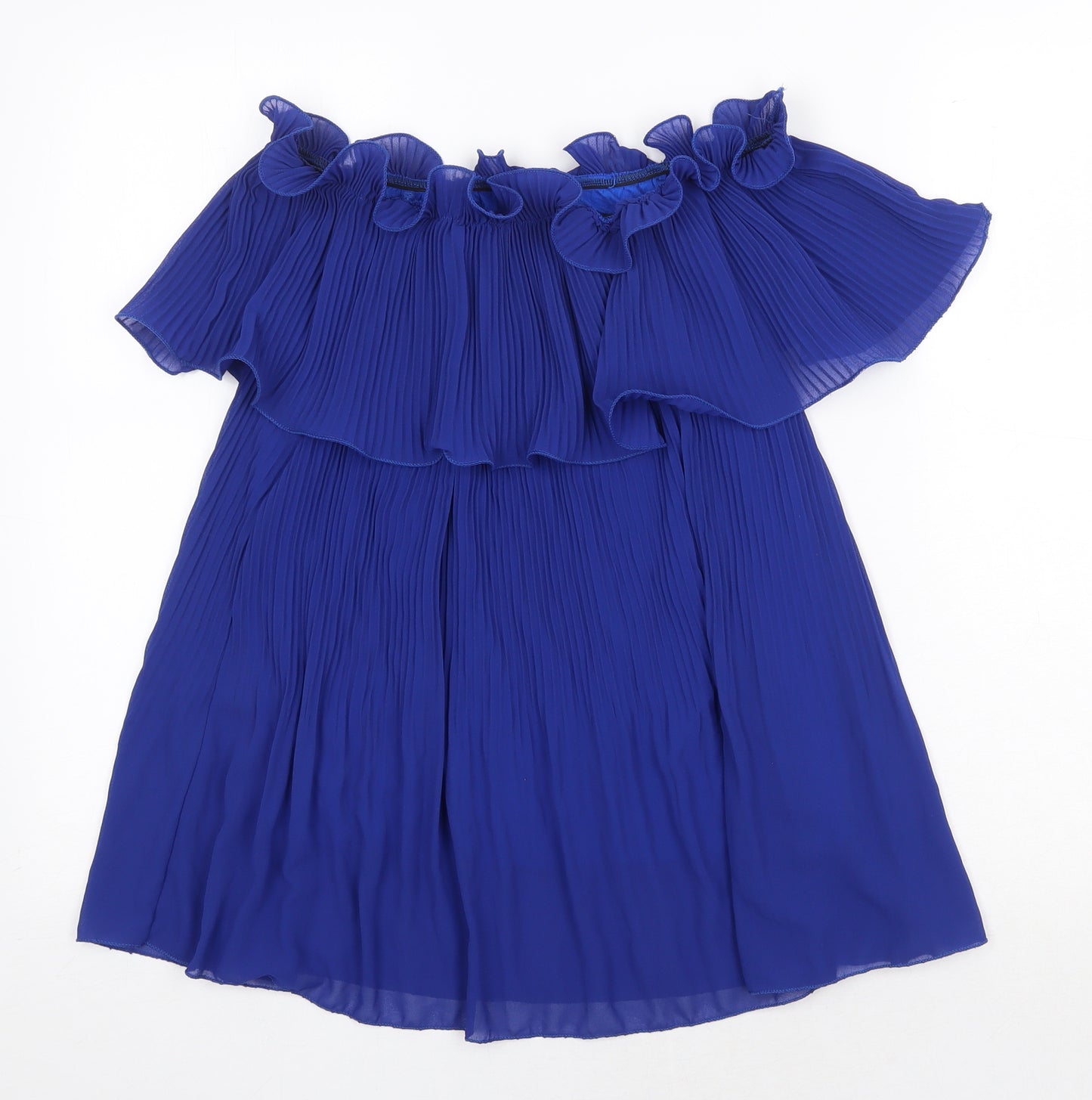 Preworn Womens Blue Polyester Basic Blouse One Size Off the Shoulder