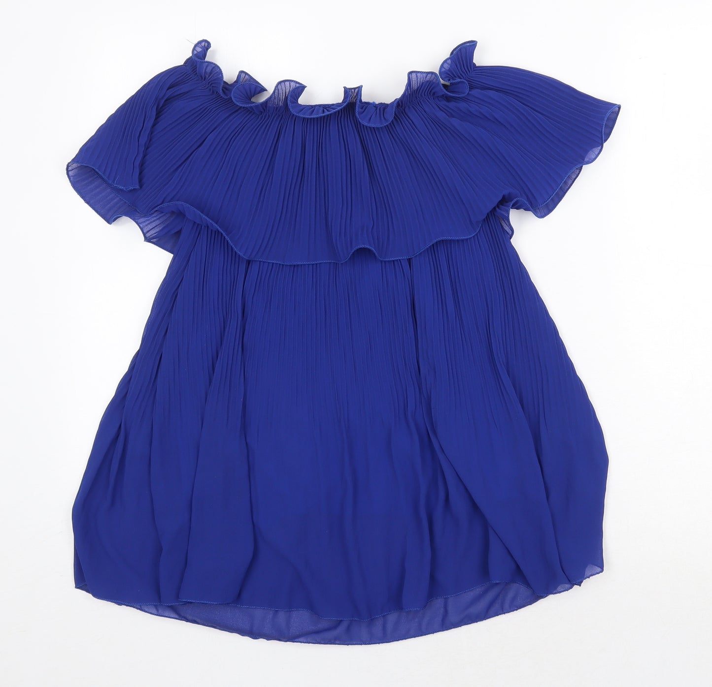 Preworn Womens Blue Polyester Basic Blouse One Size Off the Shoulder
