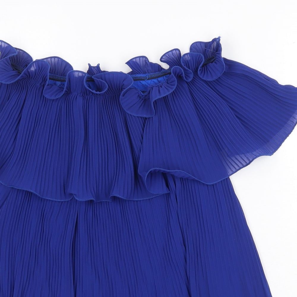 Preworn Womens Blue Polyester Basic Blouse One Size Off the Shoulder