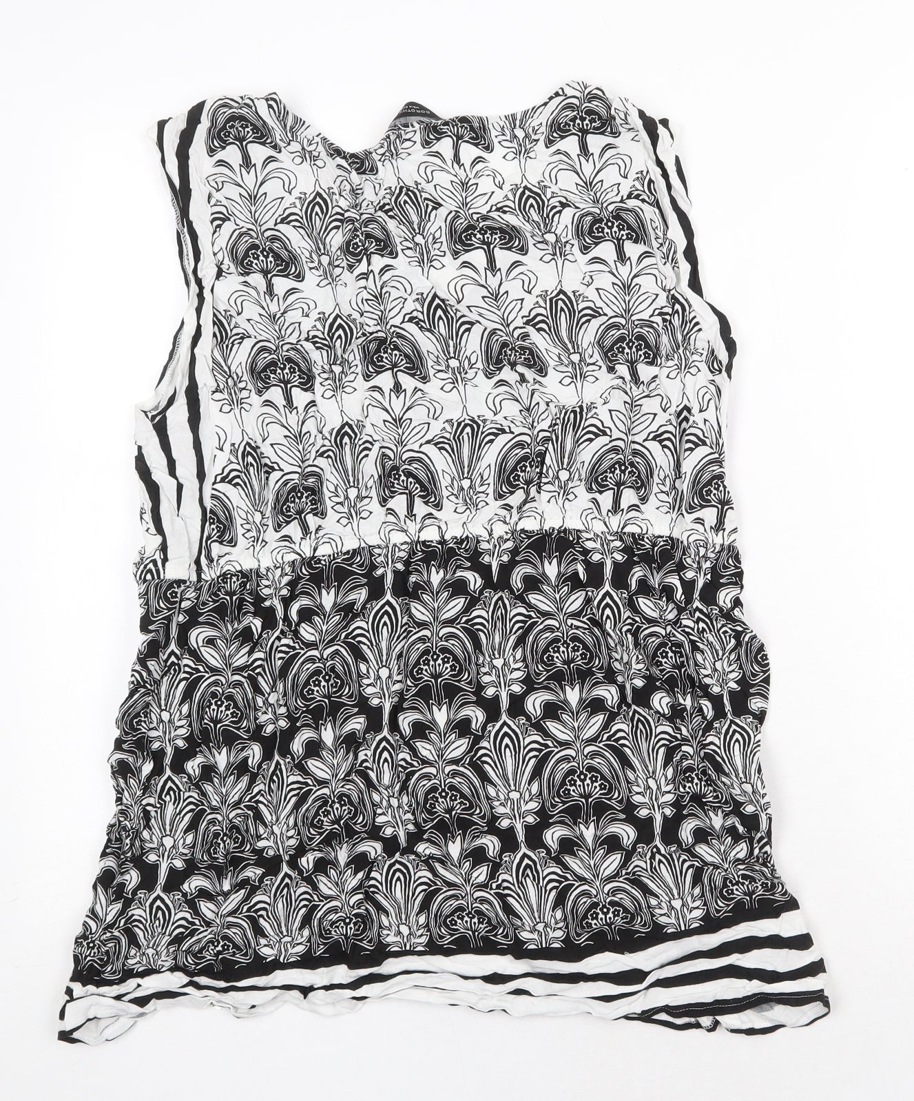 Dorothy Perkins Womens White Geometric Viscose Basic Blouse Size 16 Scoop Neck