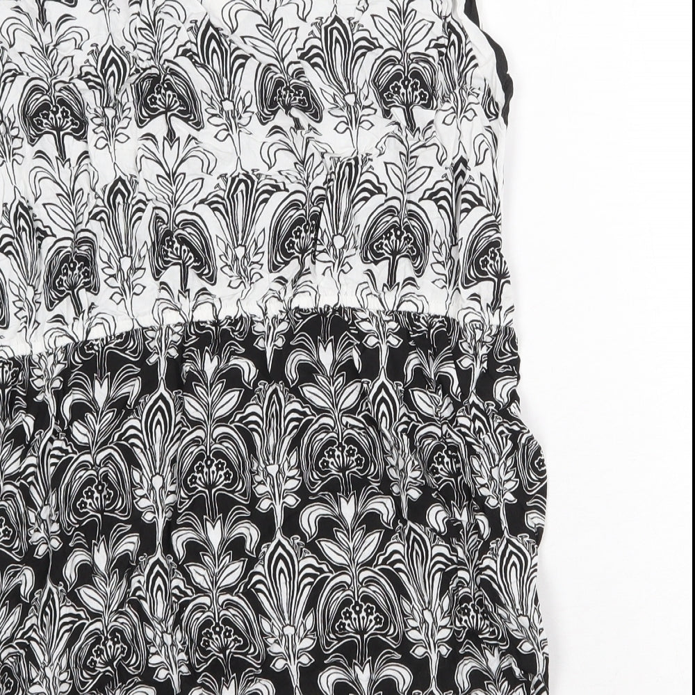 Dorothy Perkins Womens White Geometric Viscose Basic Blouse Size 16 Scoop Neck