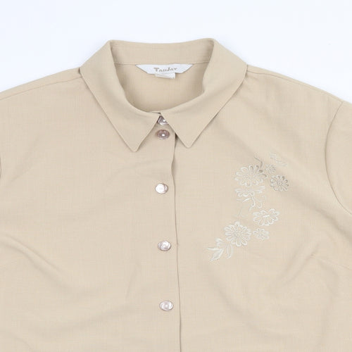 TanJay Womens Beige Polyester Basic Button-Up Size 22 Collared