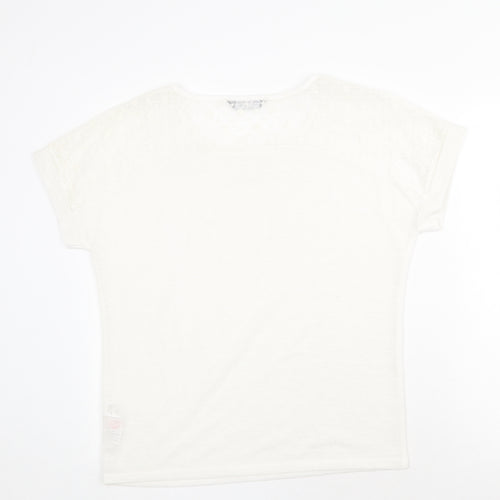 Dorothy Perkins Womens White Polyester Basic T-Shirt Size 14 Round Neck