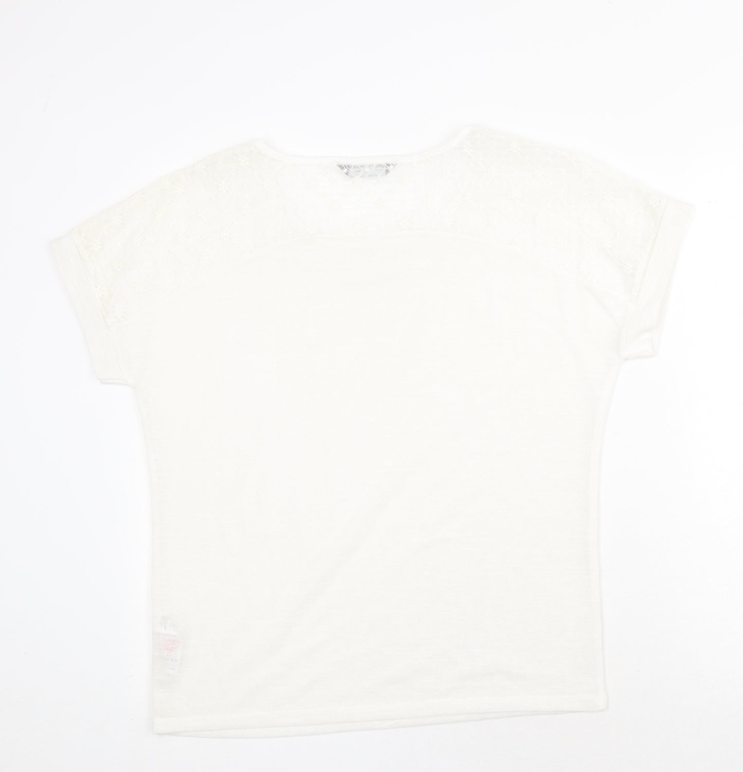 Dorothy Perkins Womens White Polyester Basic T-Shirt Size 14 Round Neck