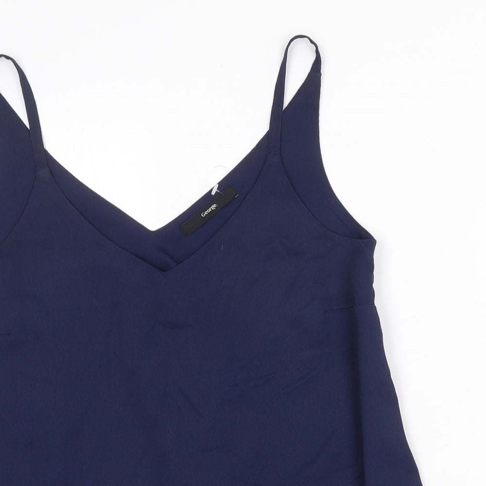 George Womens Blue Polyester Camisole Tank Size 8 V-Neck