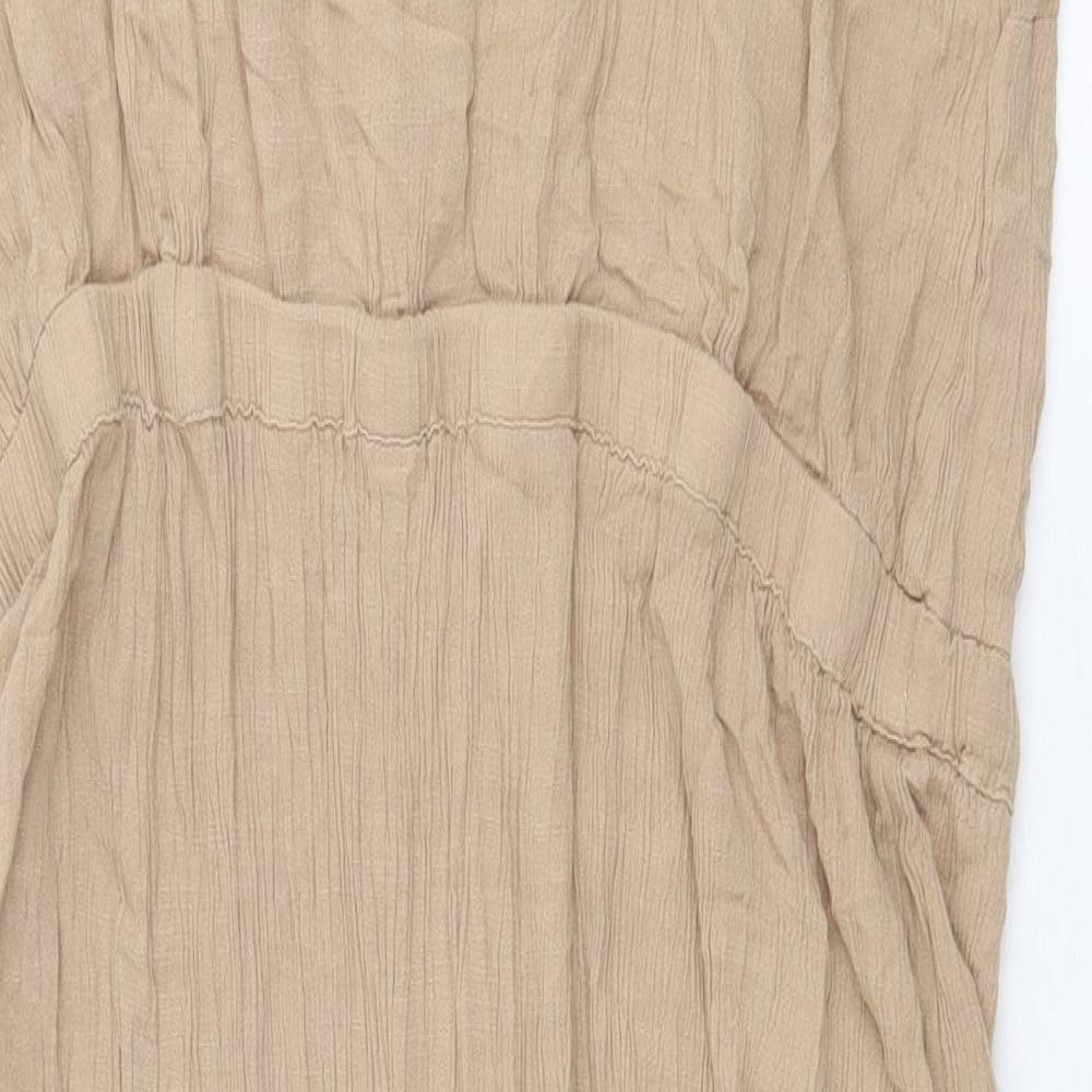 Primark Womens Beige Viscose Tank Dress Size 20 Square Neck Button