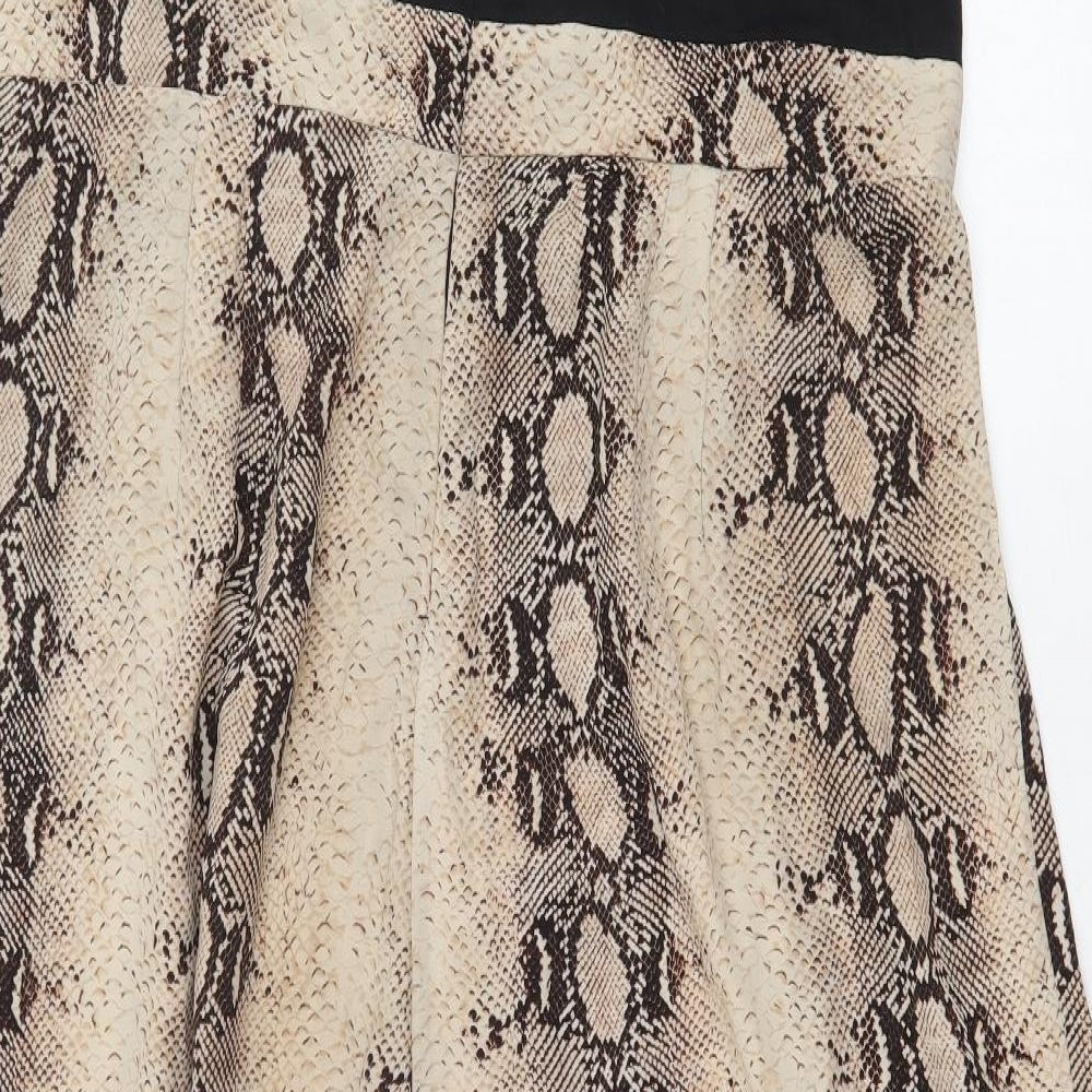 AX Paris Womens Brown Animal Print Polyester Jumpsuit One-Piece Size 18 Zip