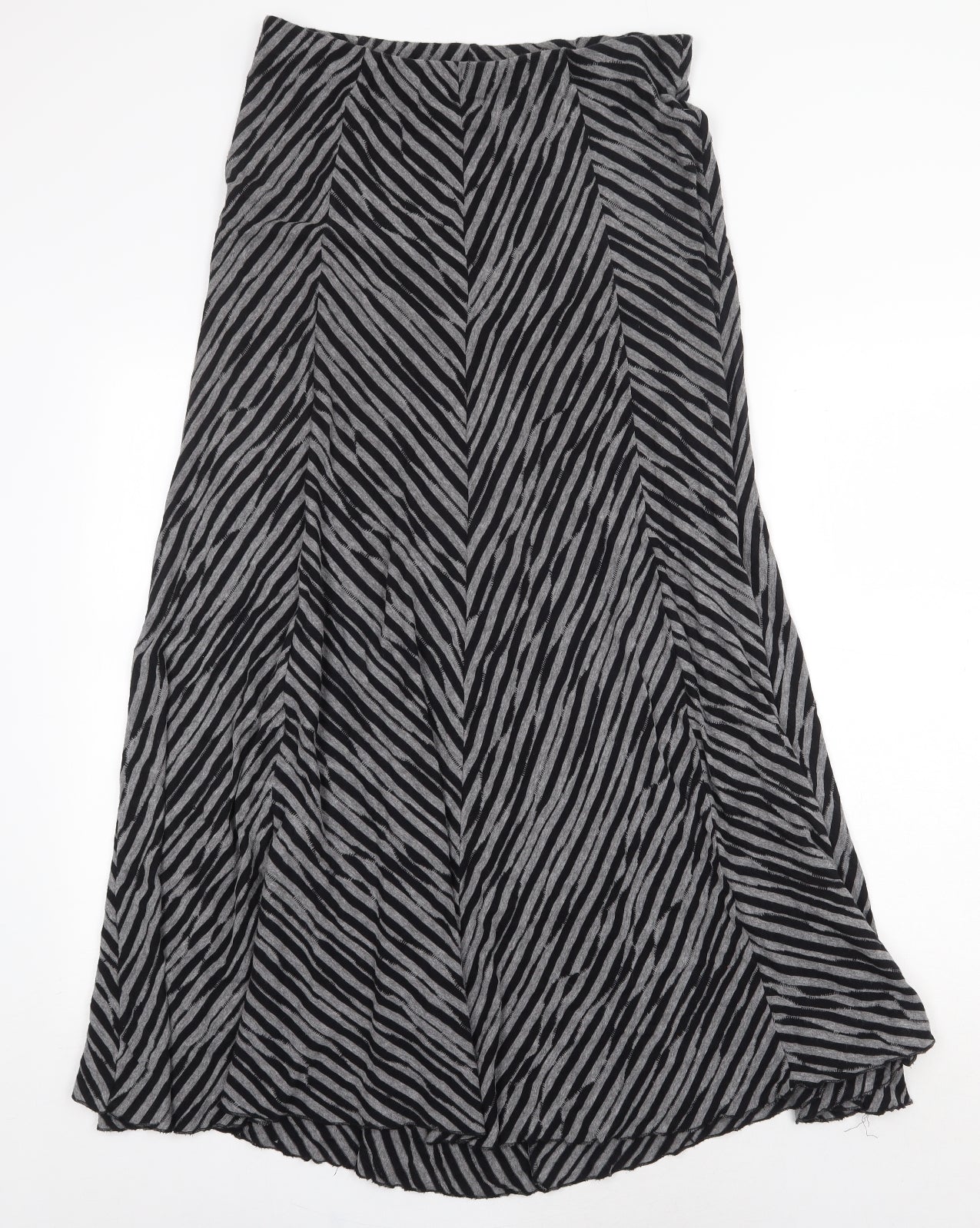 Per Una Womens Grey Geometric Cotton Flare Skirt Size 10