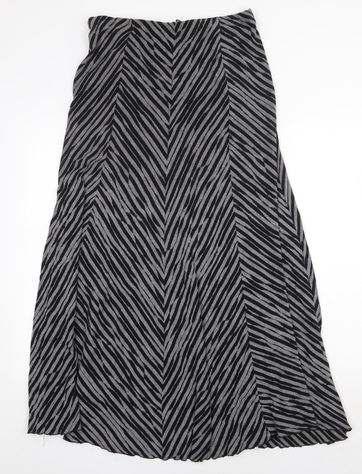 Per Una Womens Grey Geometric Cotton Flare Skirt Size 10