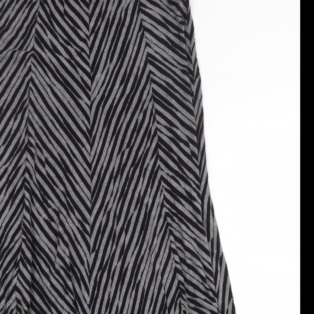Per Una Womens Grey Geometric Cotton Flare Skirt Size 10