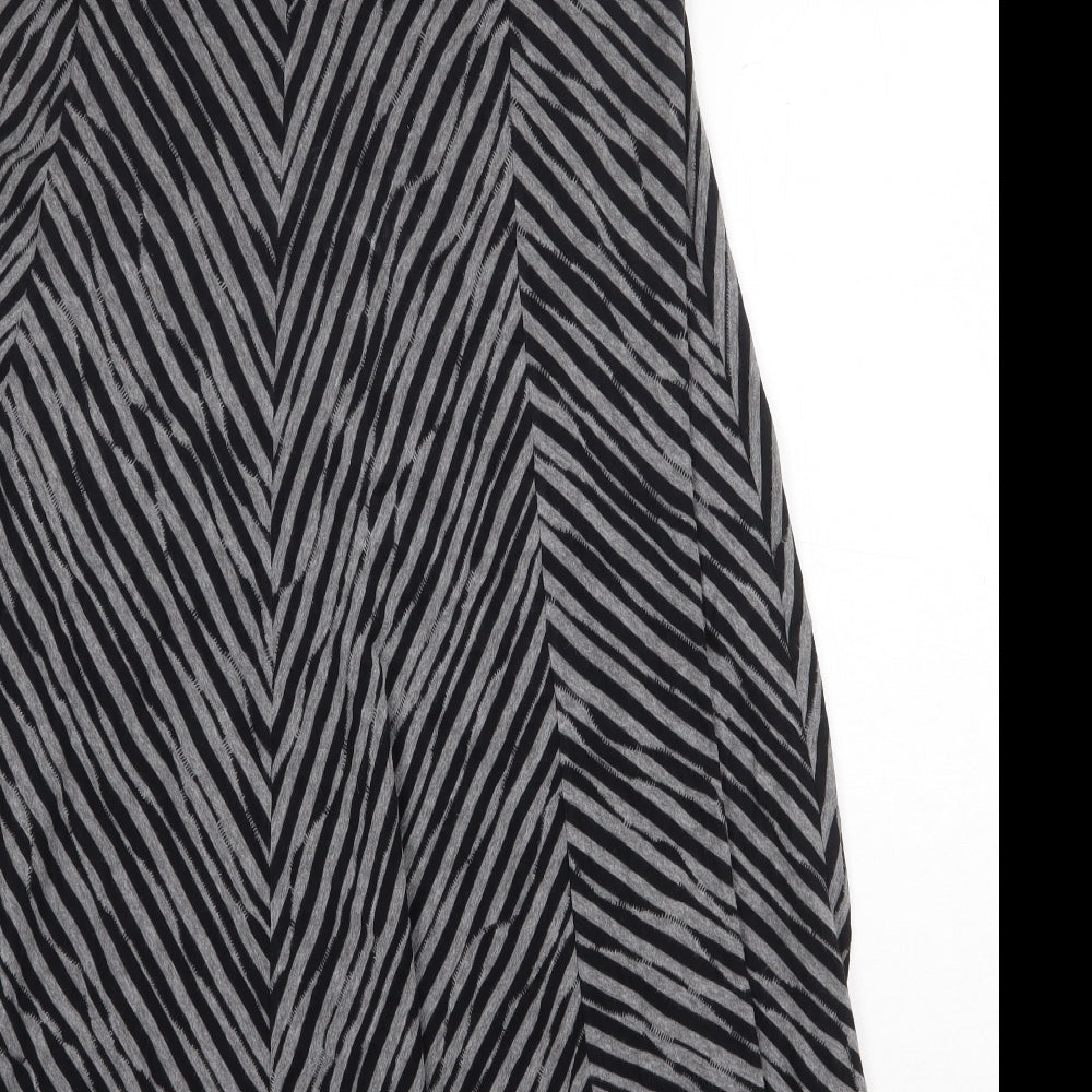 Per Una Womens Grey Geometric Cotton Flare Skirt Size 10