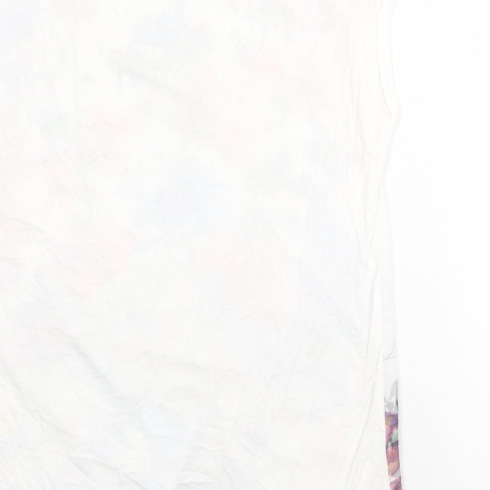 TU Womens White Floral Viscose Basic T-Shirt Size 16 Scoop Neck - Butterfly